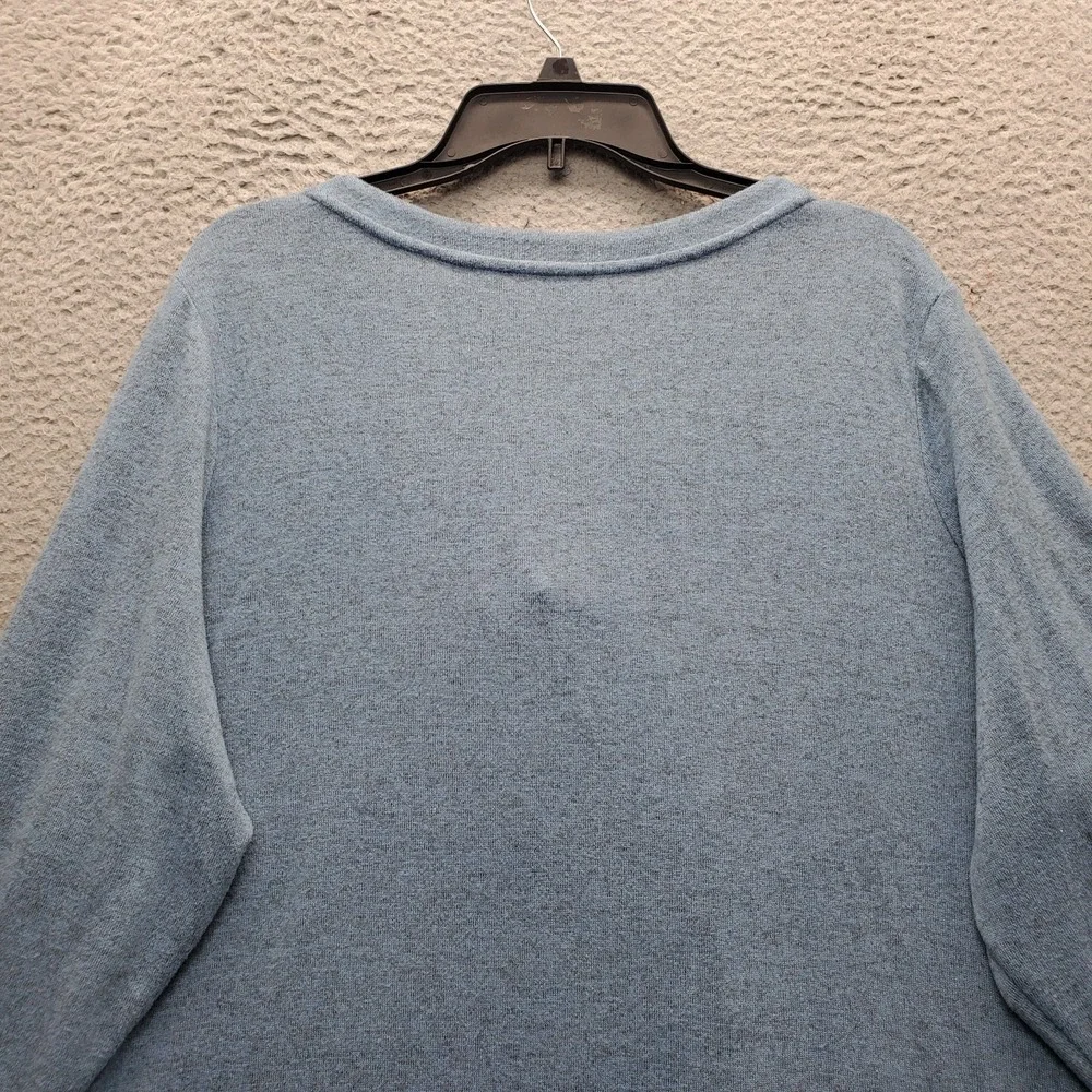LOGO by Lori Goldstein Cardigan Sweater Womens 2X Blue Asymmetrical Hem V-Neck - Picture 9 of 9